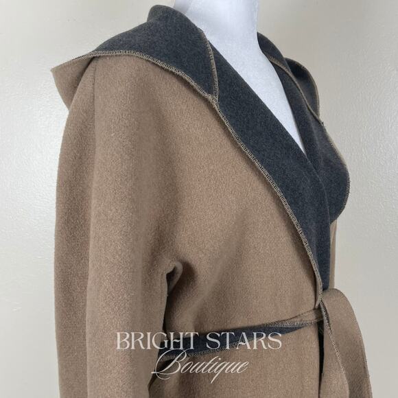 Rare Vintage Wool Coat Jacket ASO Buffy Summers BtVS Womens Tan Gray Belt - Picture 12 of 15